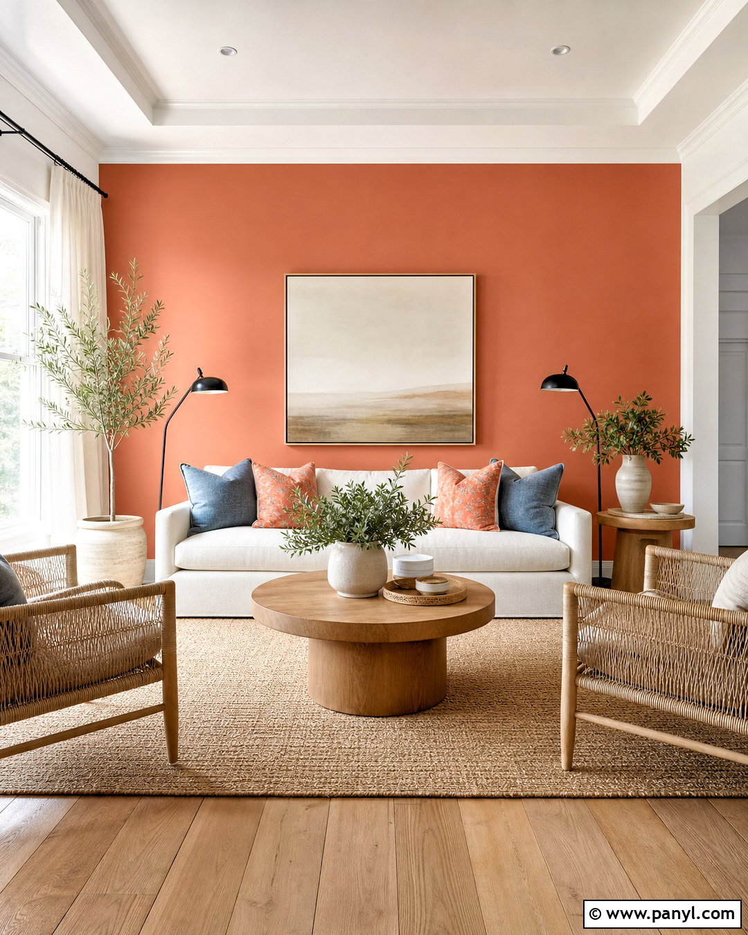 Coral And Warm White Living Room - 20 asian paints royale living rooms colour ideas