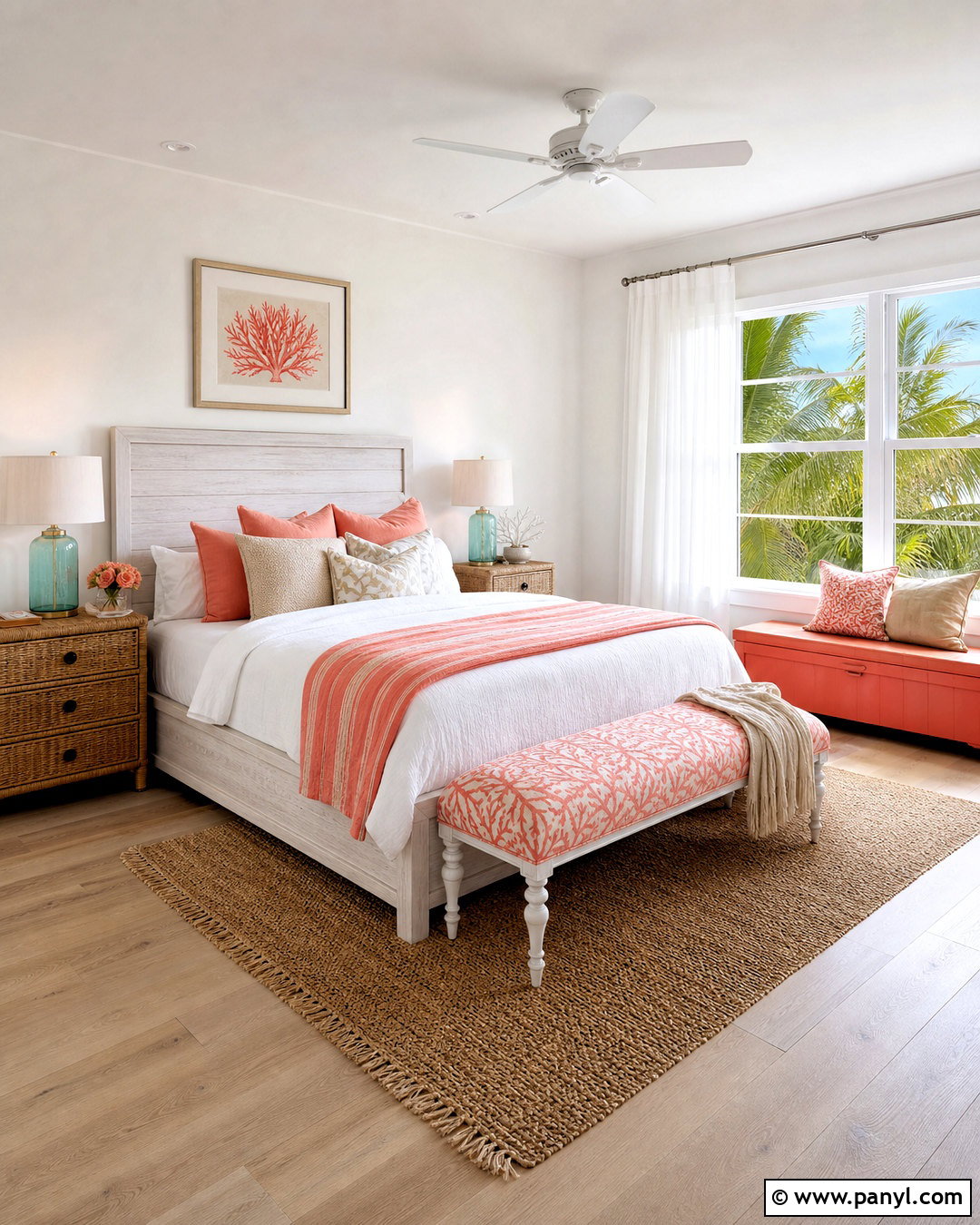 Coral And White Coastal Bedroom - 20 coral color schemes
