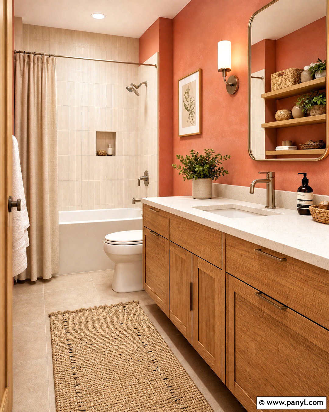 Coral And Wood Bathroom - 20 coral bathroom ideas