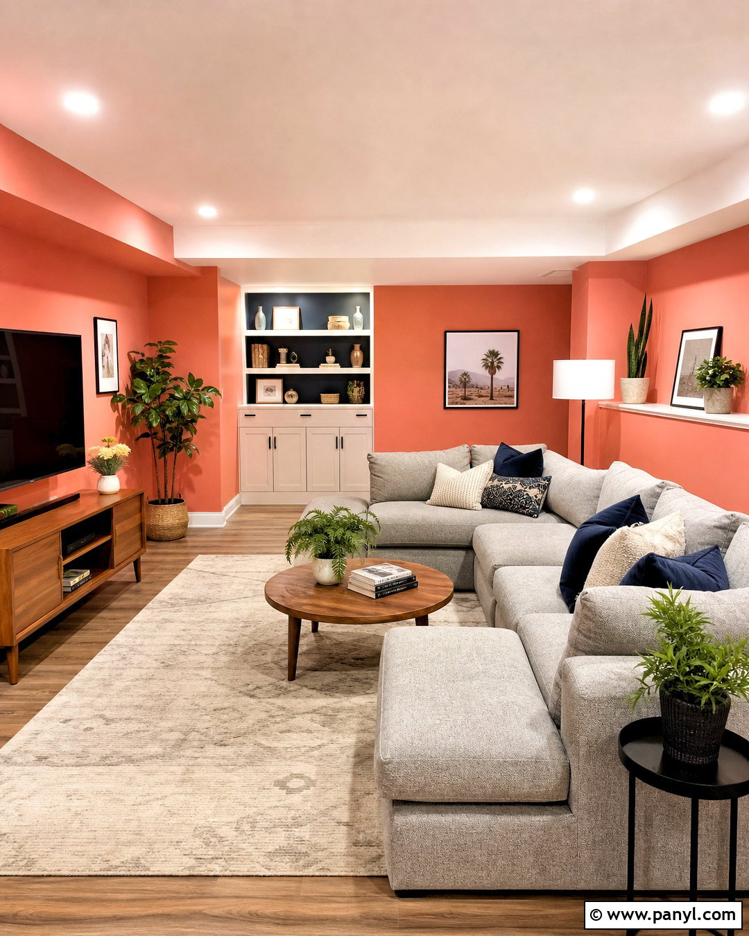 Coral Basement Family Room - 20 coral wall paint ideas
