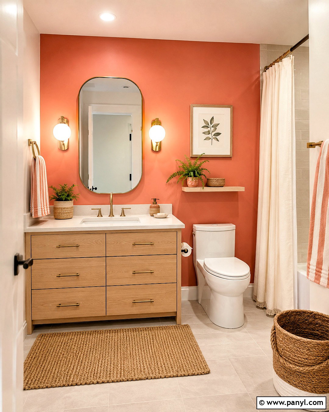 Coral Bathroom Accent Wall - 20 coral bathroom decor ideas