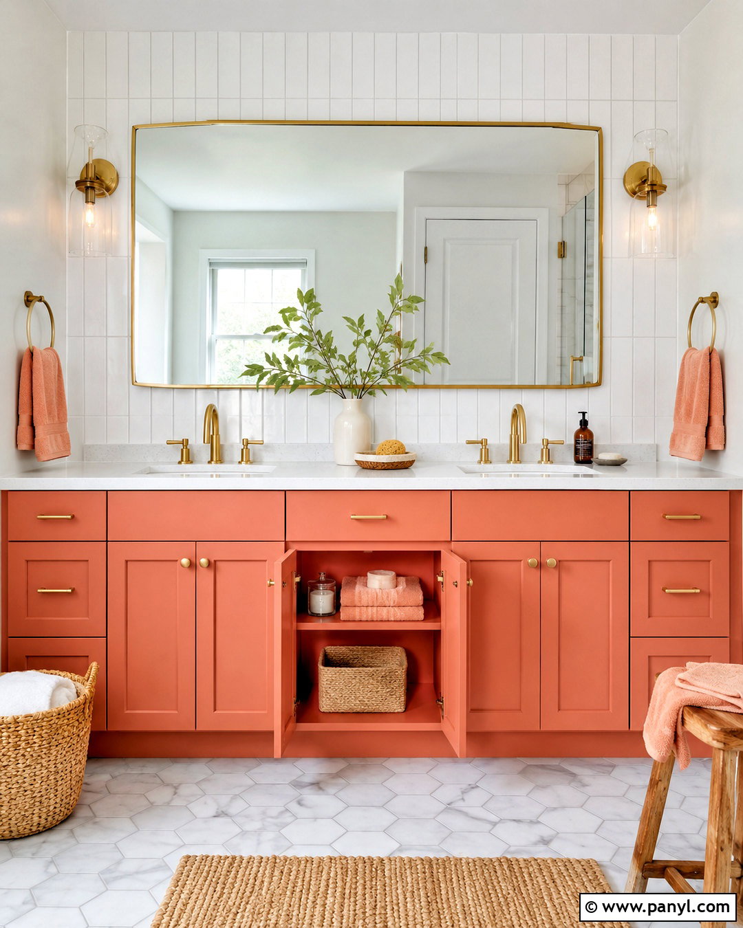 Coral Bathroom Vanity - 20 coral interior ideas