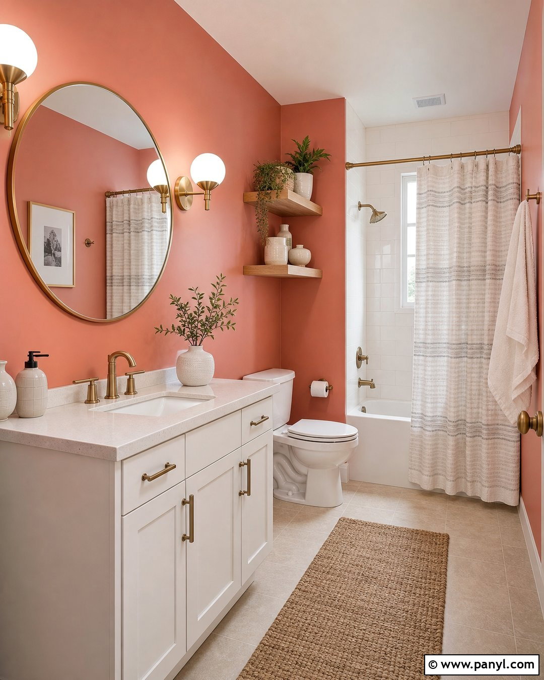 Coral Bathroom Walls - 25 Painted Walls Bathroom Ideas