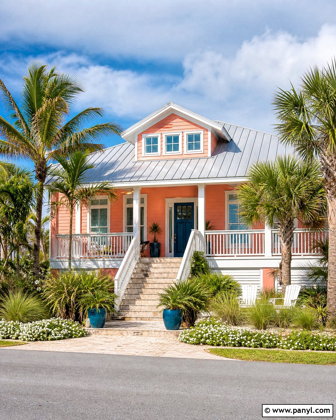 Coral Beach House Exterior With White Trim - 20 beach house exterior paint colors