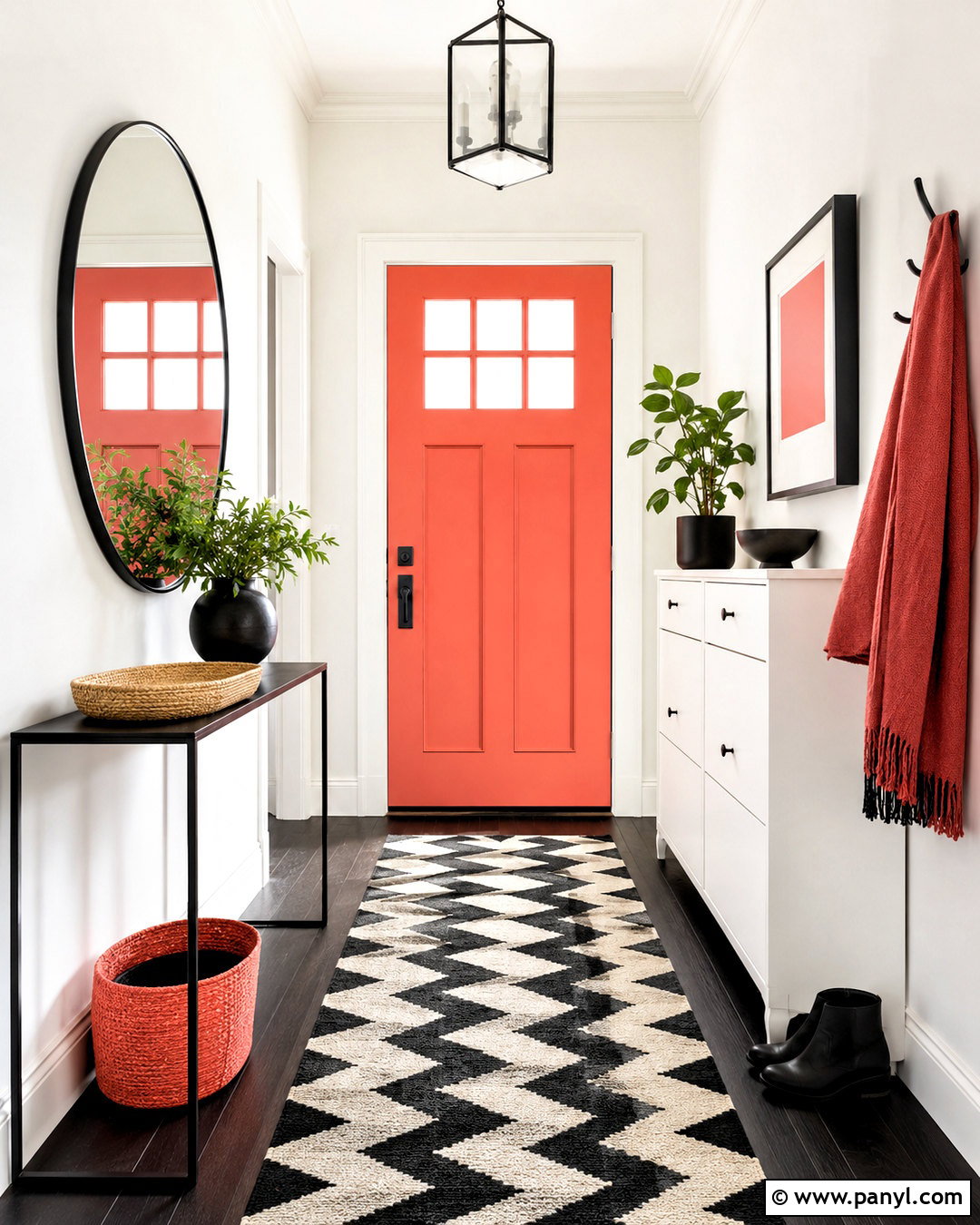 Coral Black And White Entryway - 20 coral color palette ideas