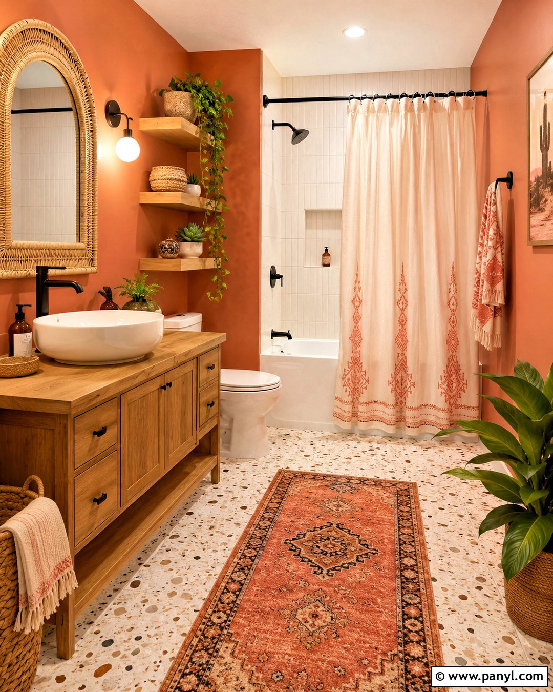 Coral Boho Bathroom - 20 coral bathroom decor ideas