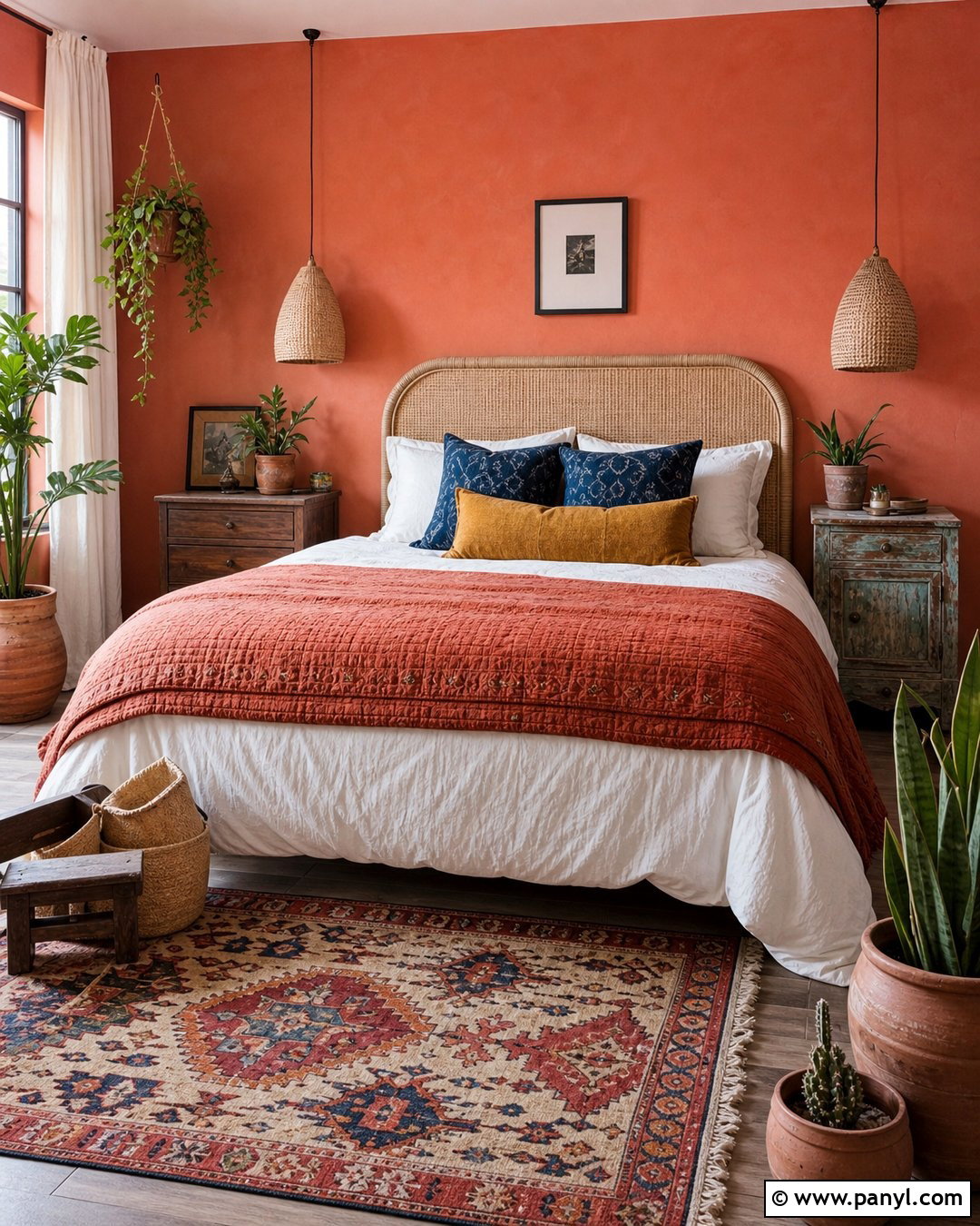 Coral Boho Bedroom Walls - 30 coral walls