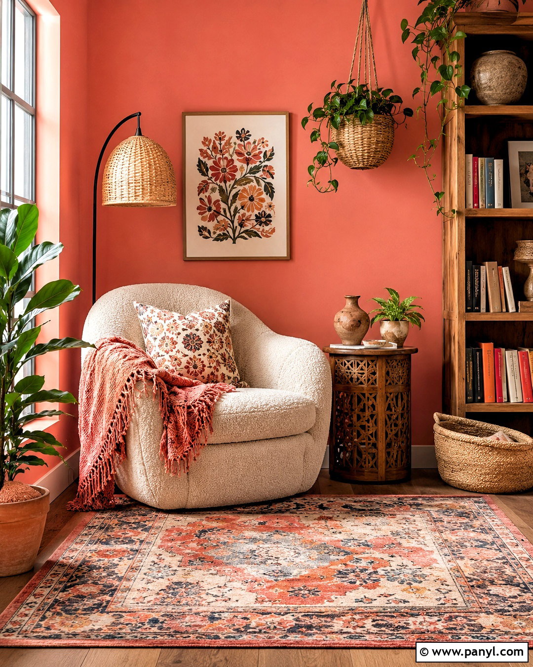Coral Boho Reading Nook - 20 coral interior ideas