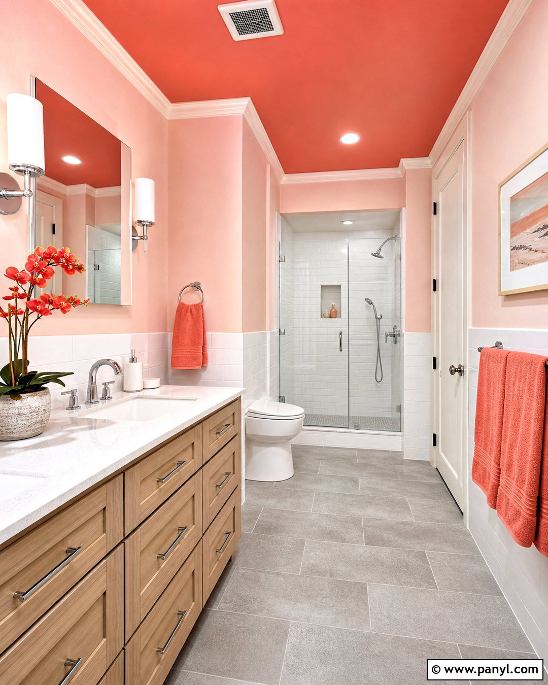 Coral Ceiling Bathroom - 20 coral bathroom ideas
