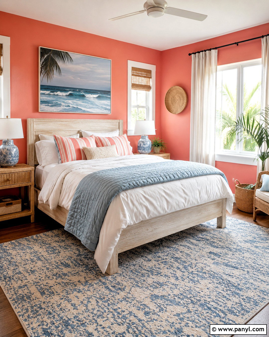Coral Coastal Bedroom - 20 coral interior ideas