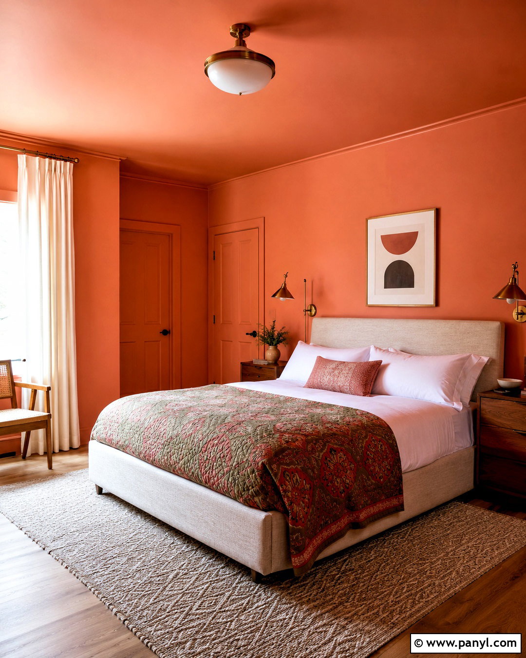 Coral Color Drenched Bedroom - 20 coral interior ideas
