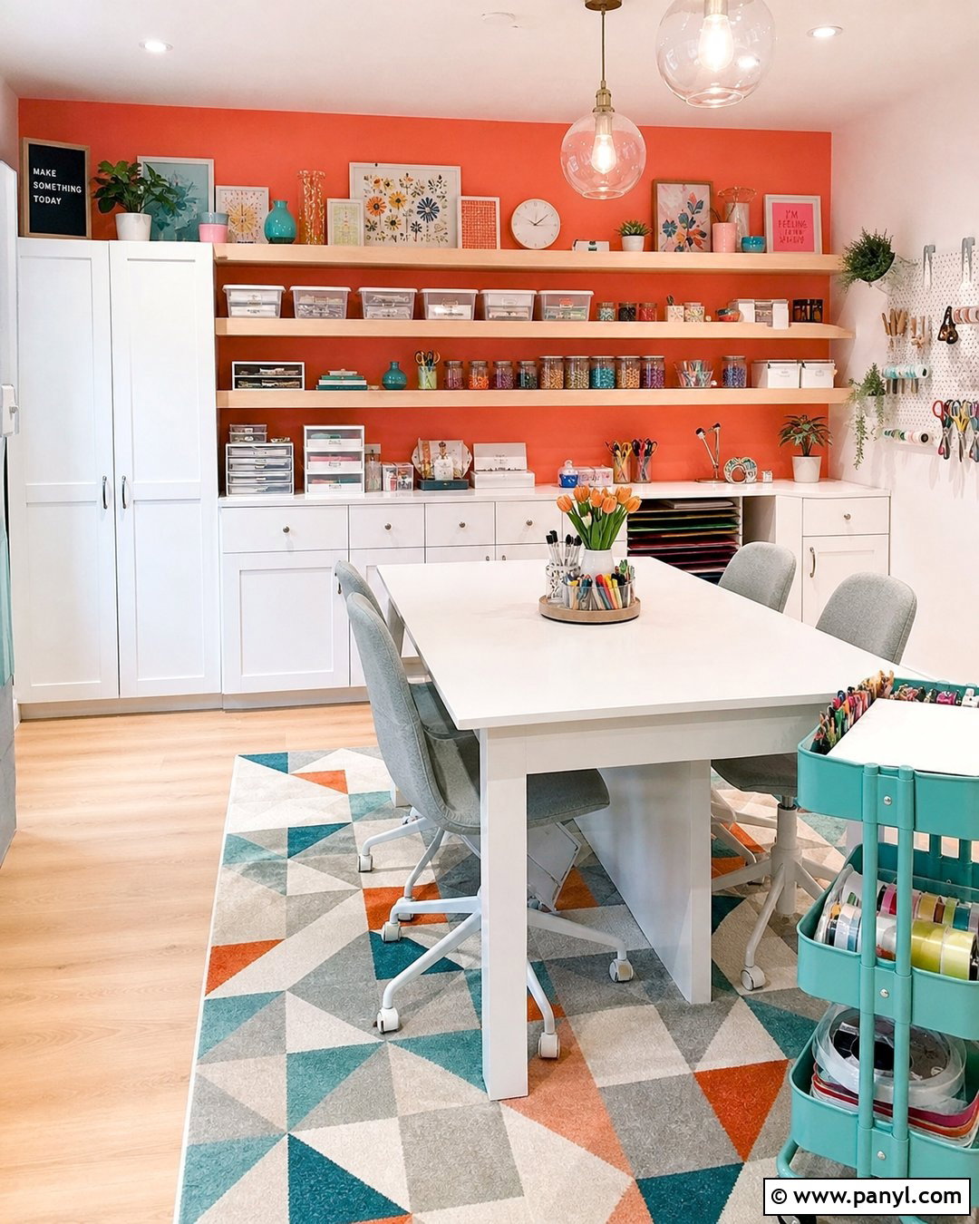 Coral Craft Room Painted Wall - 20 Room One Wall Painted Ideas