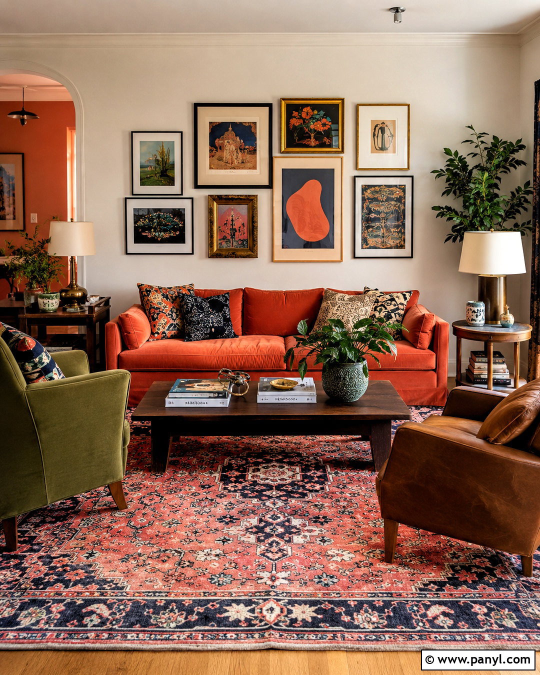 Coral Eclectic Living Room - 20 coral interior ideas