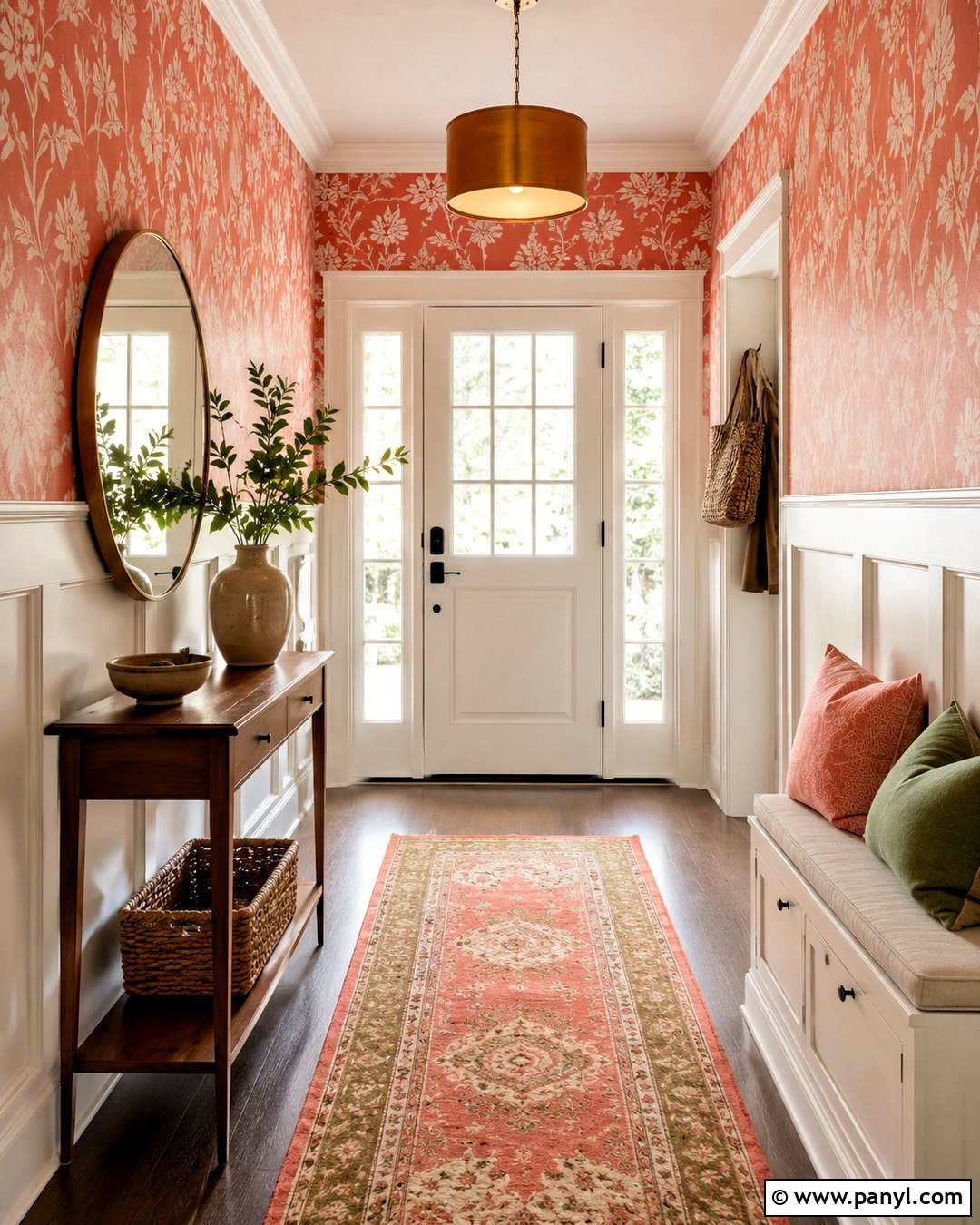 Coral Entryway With Wallpaper - 20 coral interior ideas