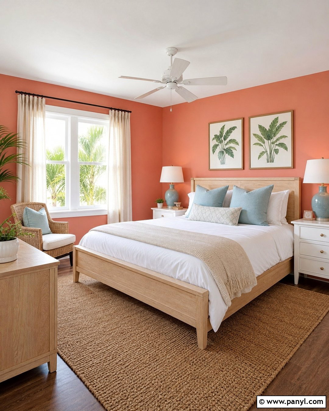 Coral Guest Room Accent Wall - 25 Wall Accent Paint Ideas