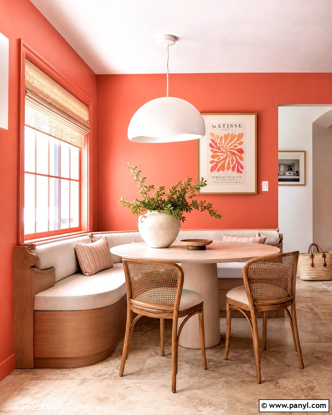 Coral High Gloss Breakfast Nook Walls - 20 high gloss walls