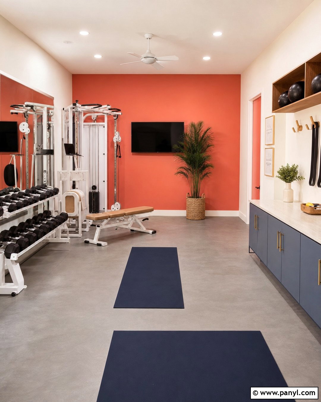 Coral Home Gym Walls - 30 Home Gym Wall Color Ideas