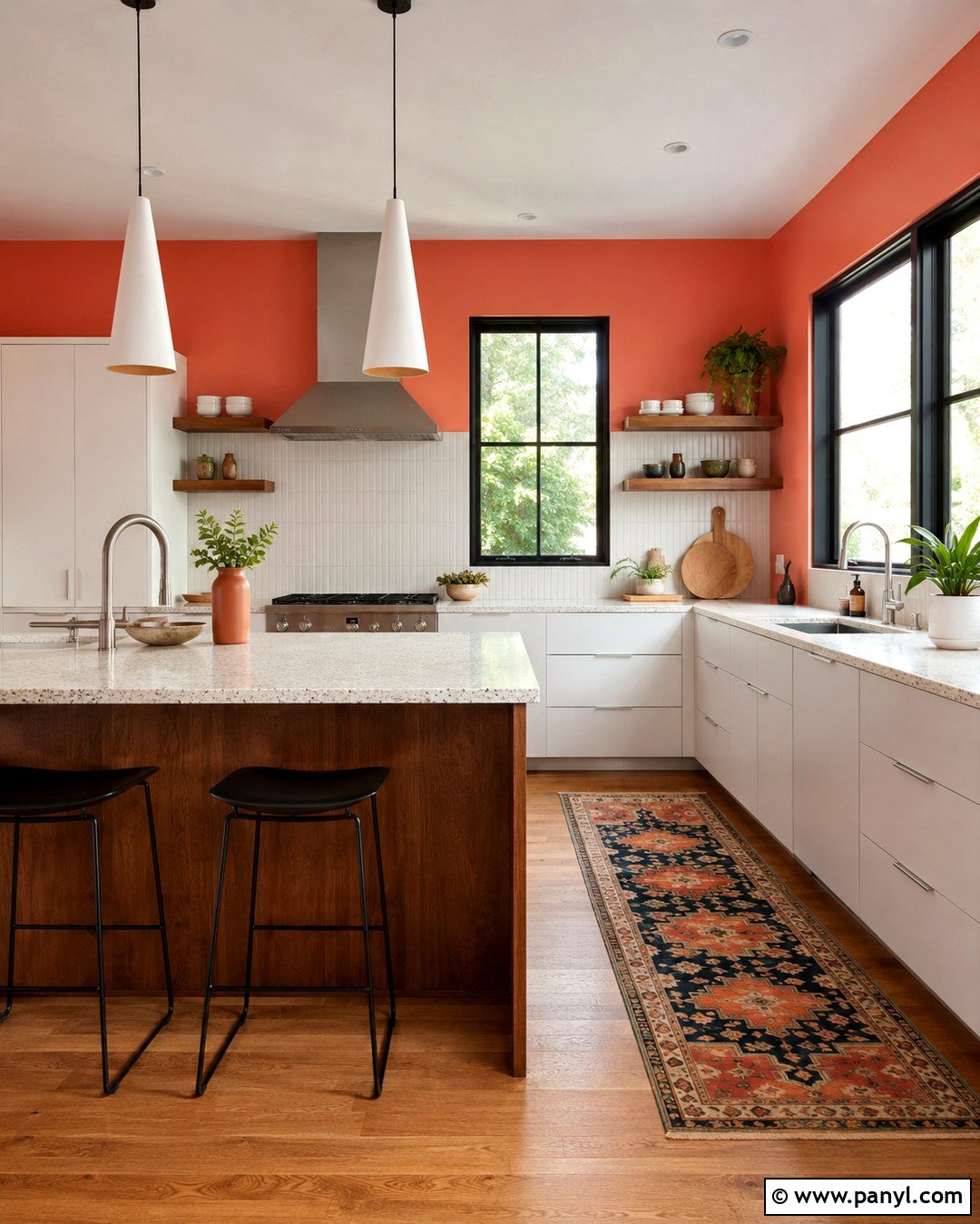 Coral Kitchen Walls - 20 Bright Kitchen Wall Colors