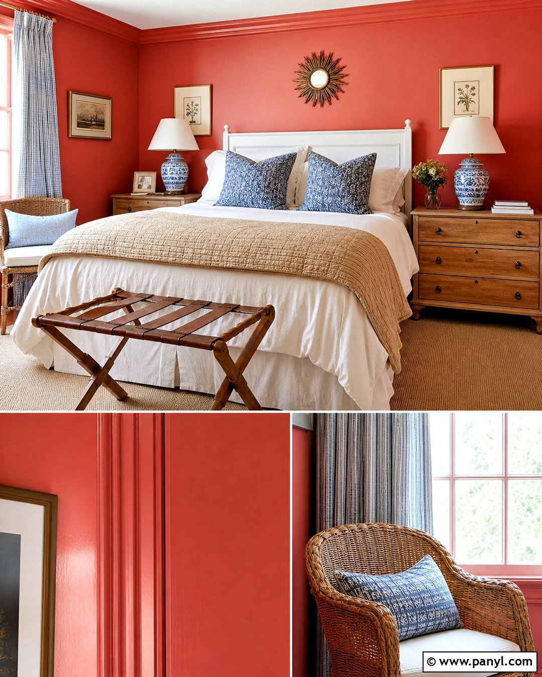 Coral Lacquered Guest Room Walls - 20 lacquered walls