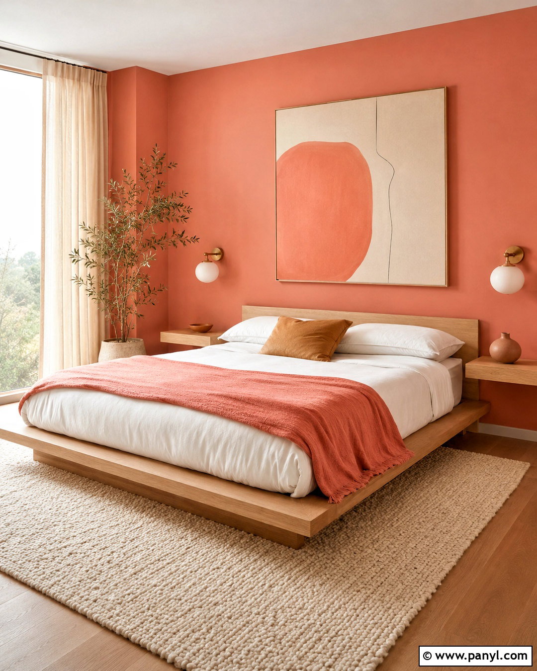 Coral Minimalist Bedroom - 20 coral interior ideas