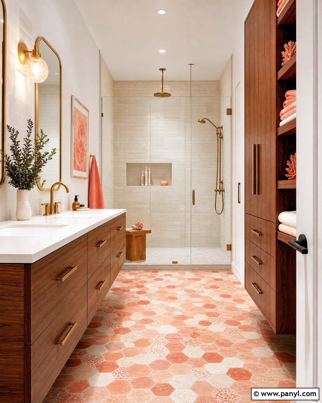 Coral Mosaic Tile Bathroom - 20 coral bathroom ideas