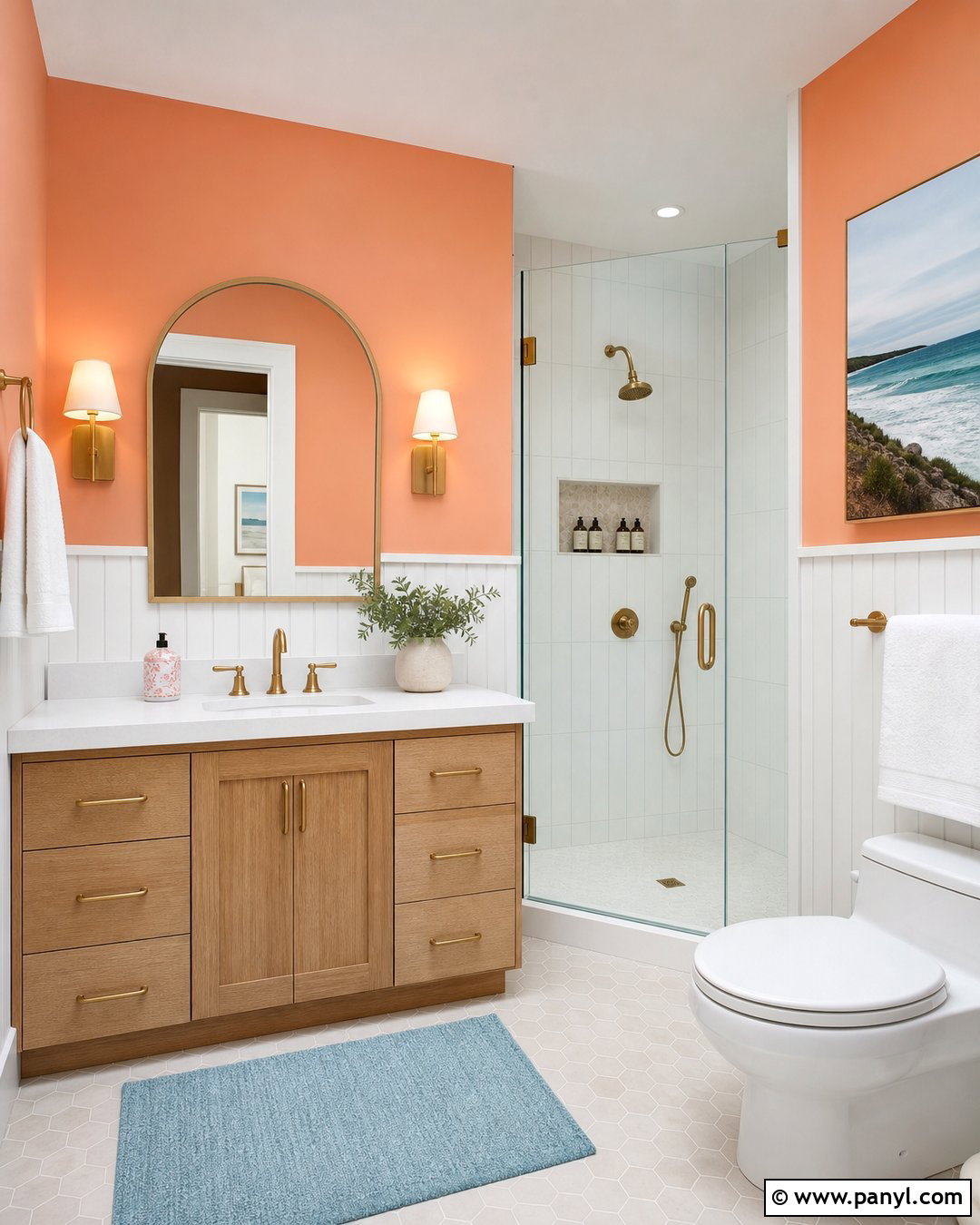 Coral Orange Bathroom - 30 Orange Wall Color Ideas