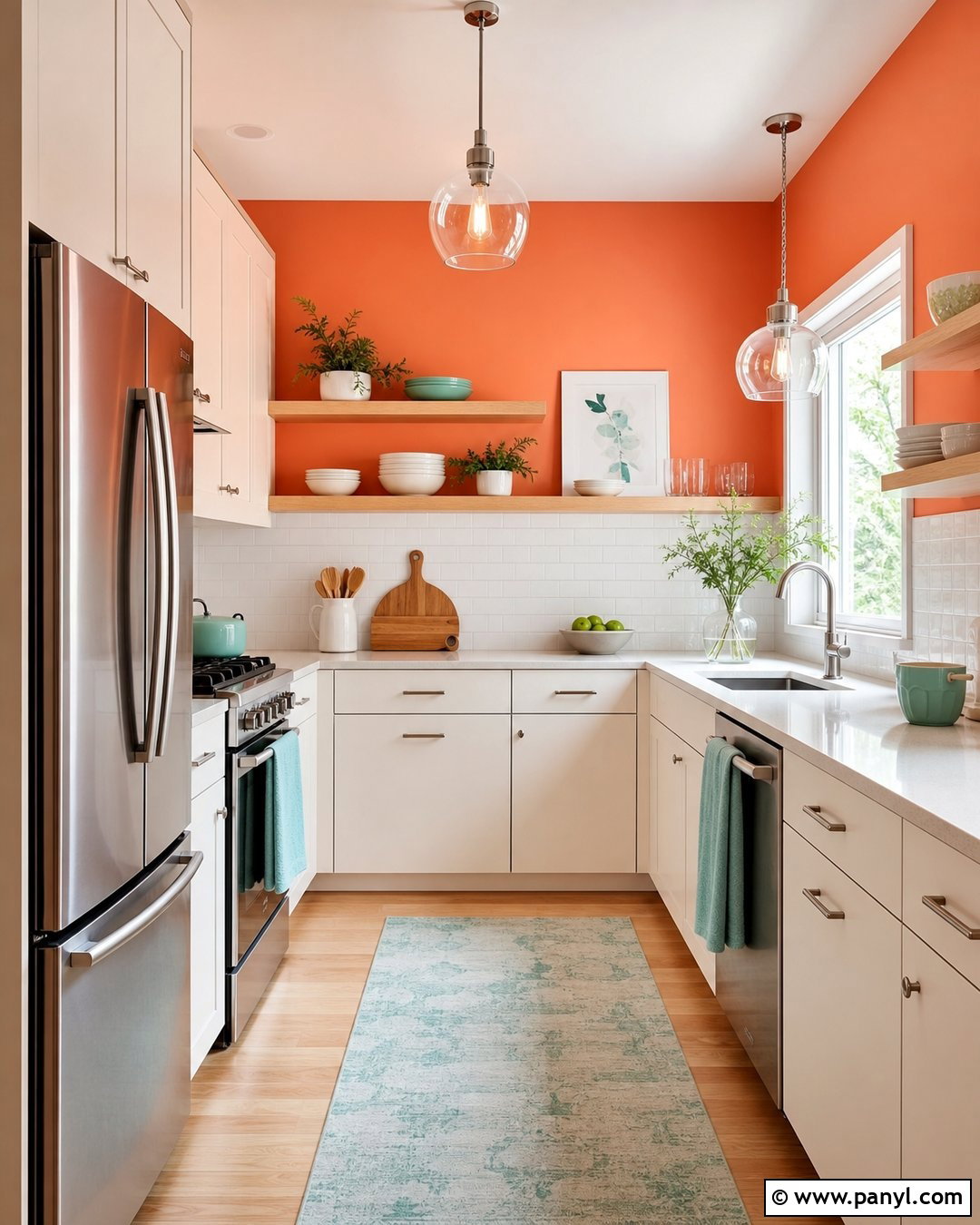 Coral Orange Walls In A Small Kitchen - 20 Orange Wall Paint Ideas Kitchen Ideas