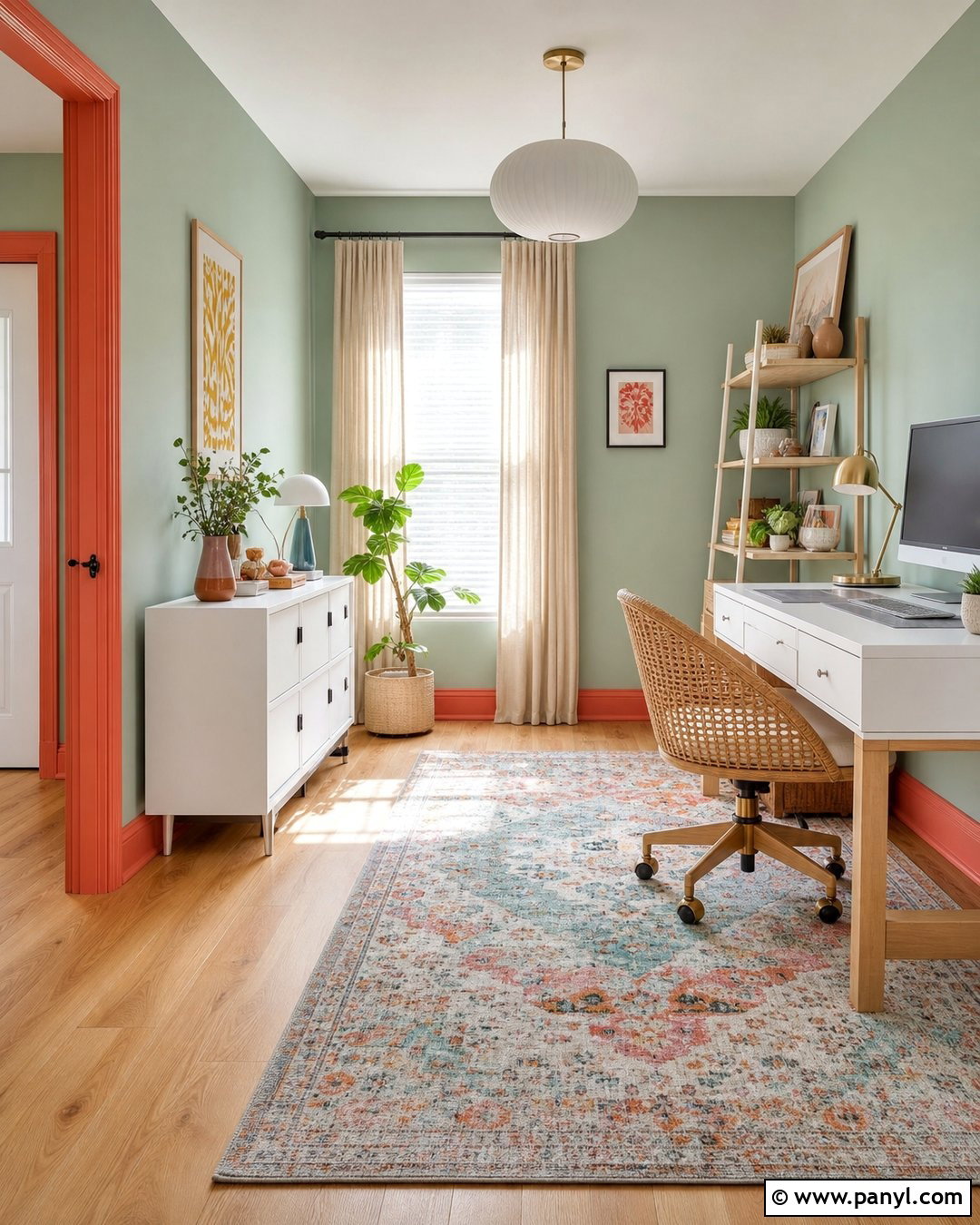 Coral Painted Skirting Boards With Mint Green Walls - 30 painted skirting boards colour ideas