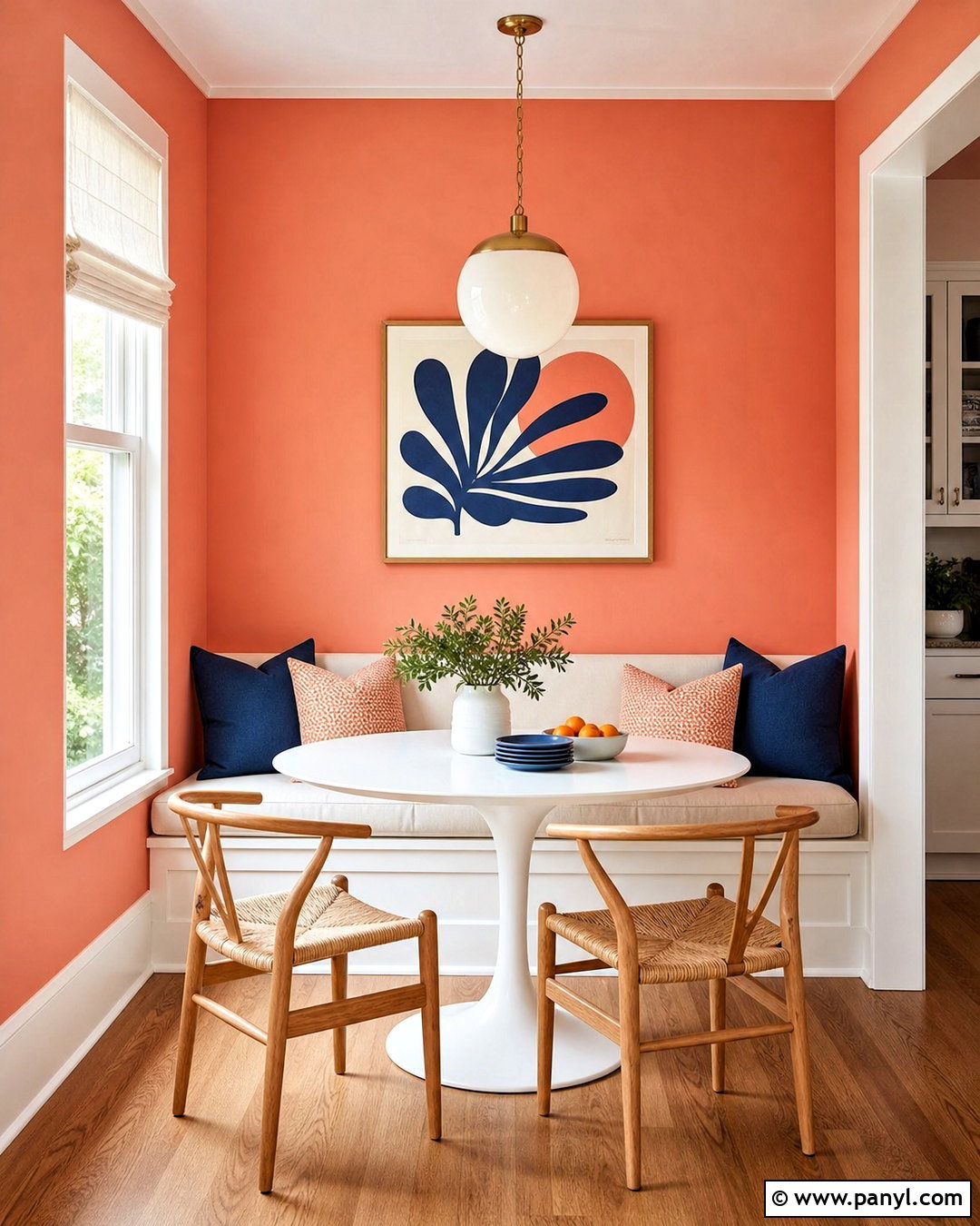 Coral Peach Dining Nook - 20 peach wall color ideas