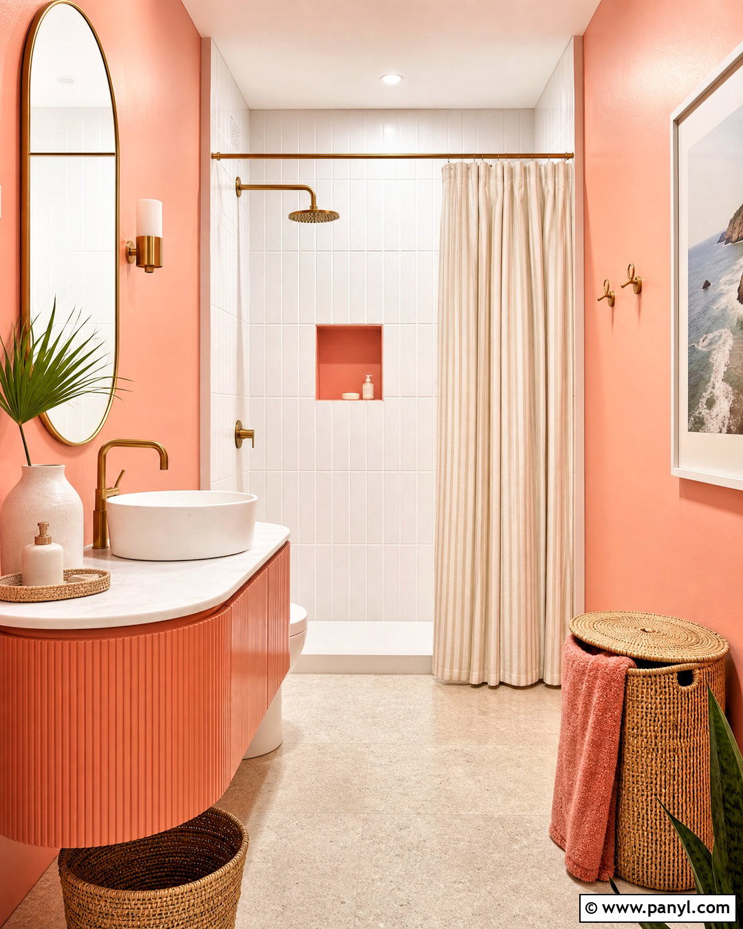 Coral Pink Bathroom - 20 small pink bathroom ideas
