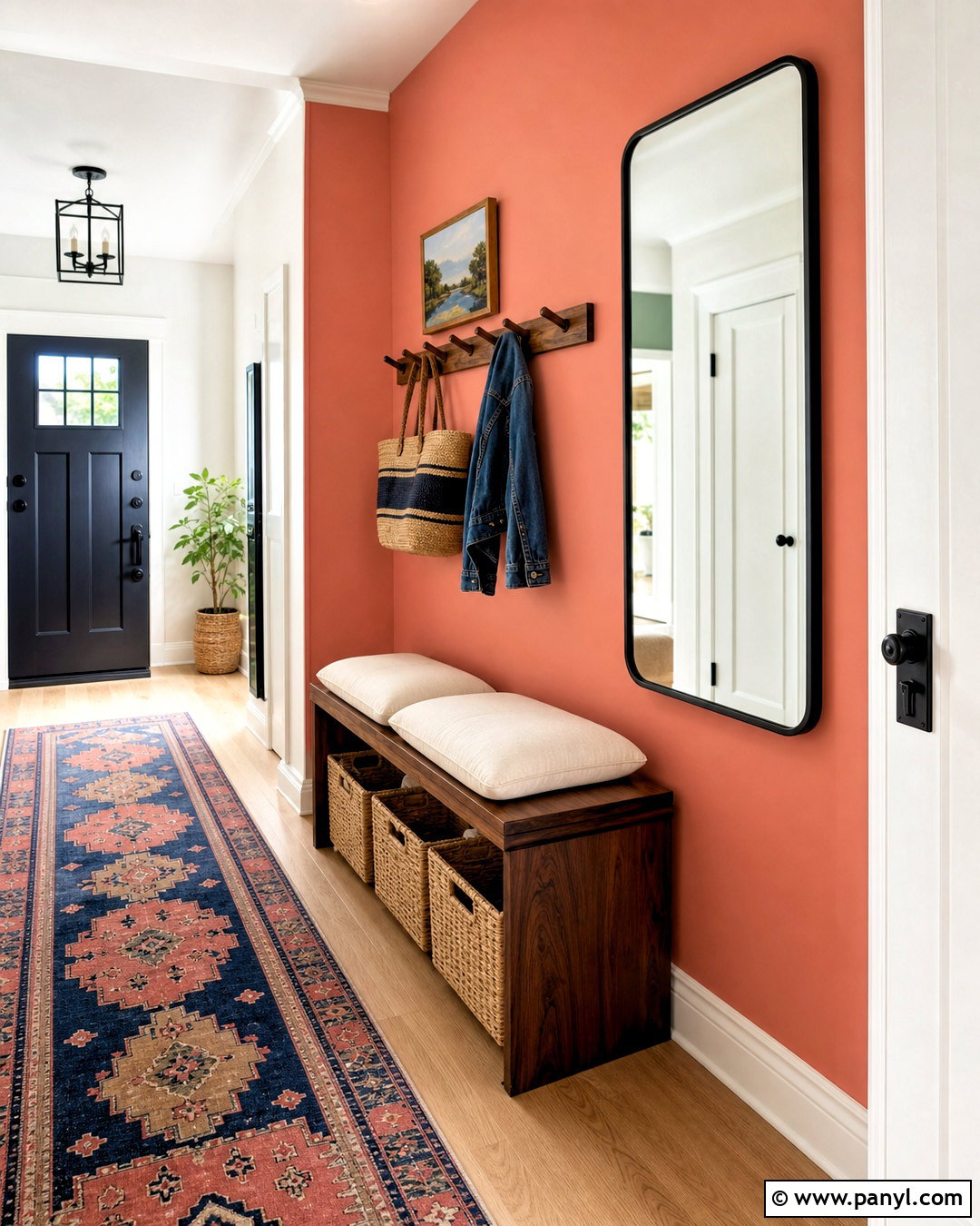 Coral Pink Entryway Wall - 20 pink wall design ideas