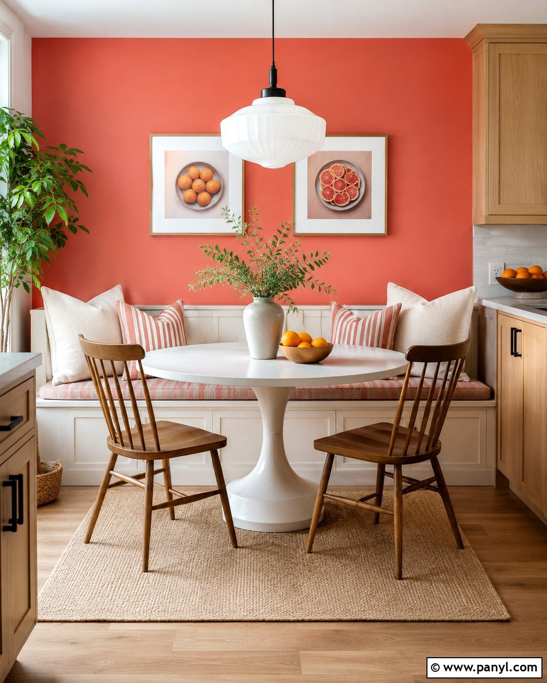 Coral Pink Kitchen Breakfast Nook Wall - 20 Pop Of Color Wall Paint Ideas