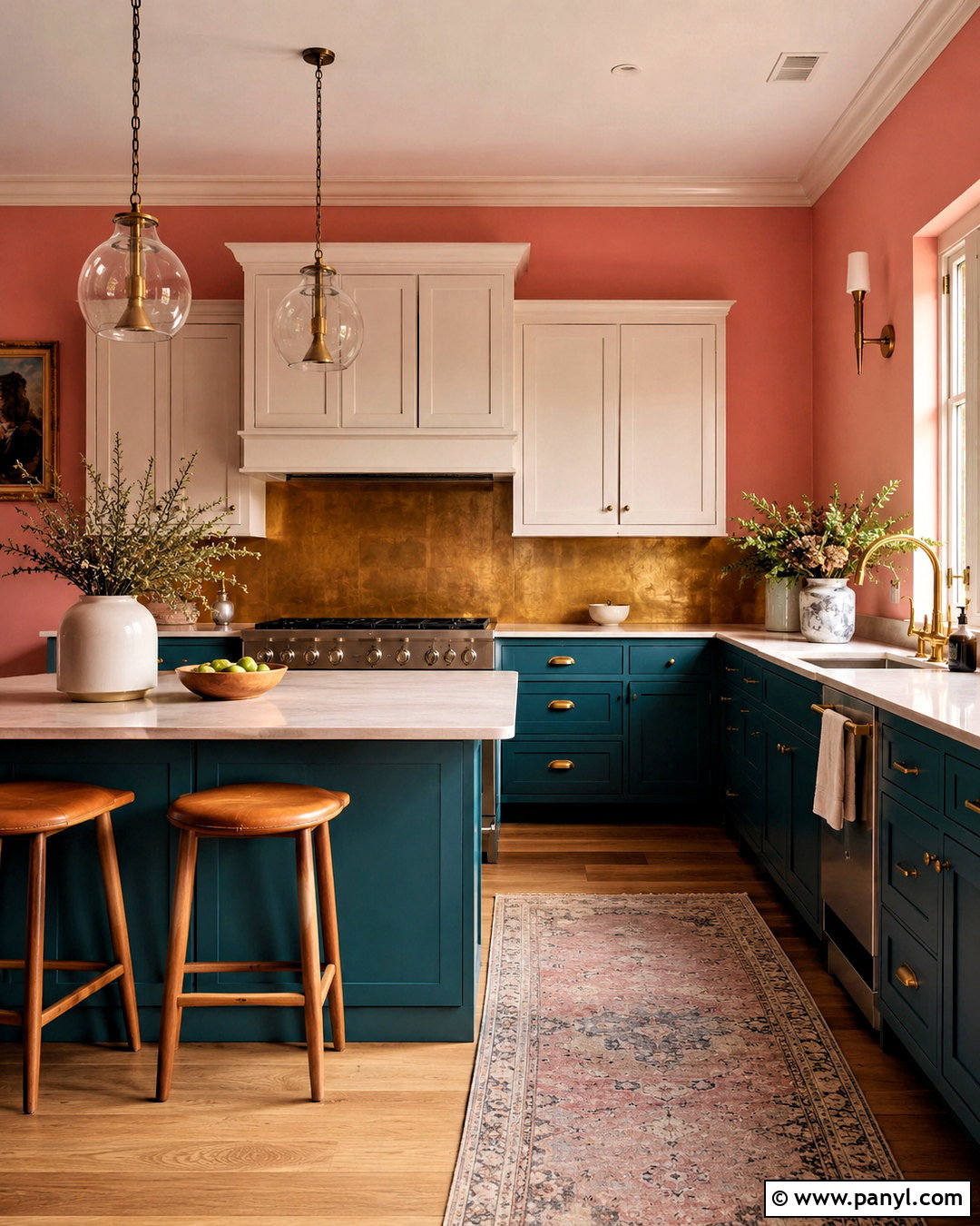 Coral Pink Kitchen Walls With Teal Cabinets - 40 pink kitchen walls