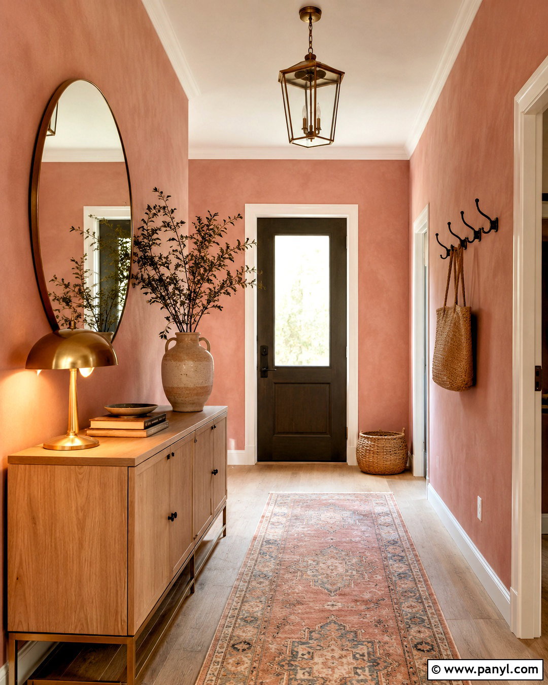 Coral Pink Limewash Entryway - 20 pink lime wash ideas