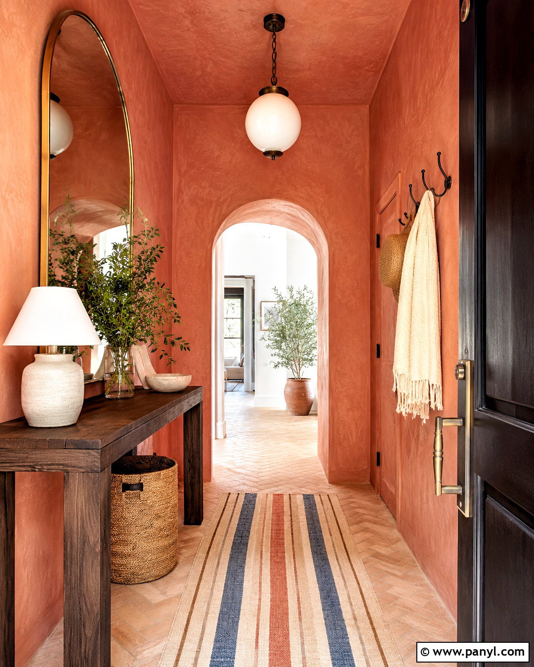 Coral Pink Limewash Entryway - 40 Pink Limewash Wall Ideas