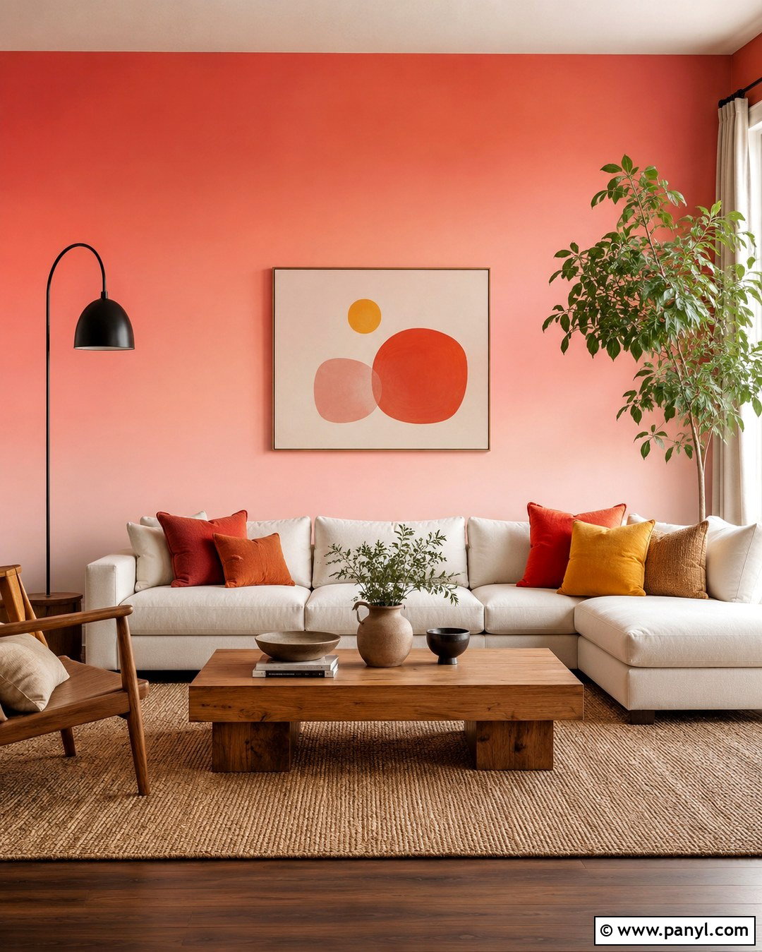 Coral Pink Ombre Living Room Wall - 20 Pink Ombre Wall Paint Ideas