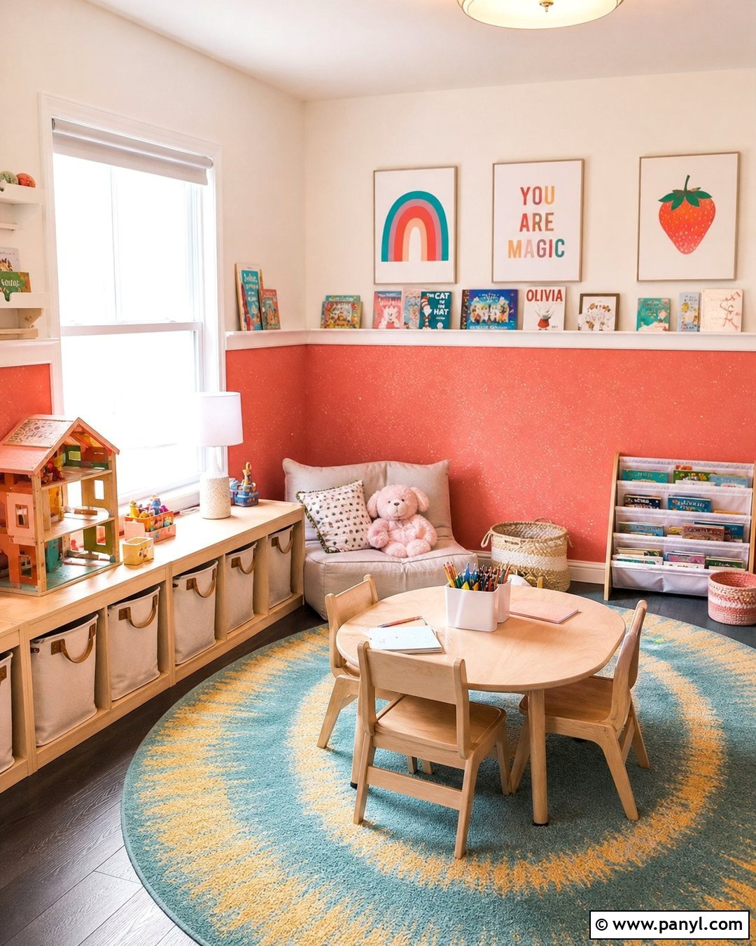 Coral Pink Sparkle Playroom Wall - 20 Pink Sparkle Paint For Walls