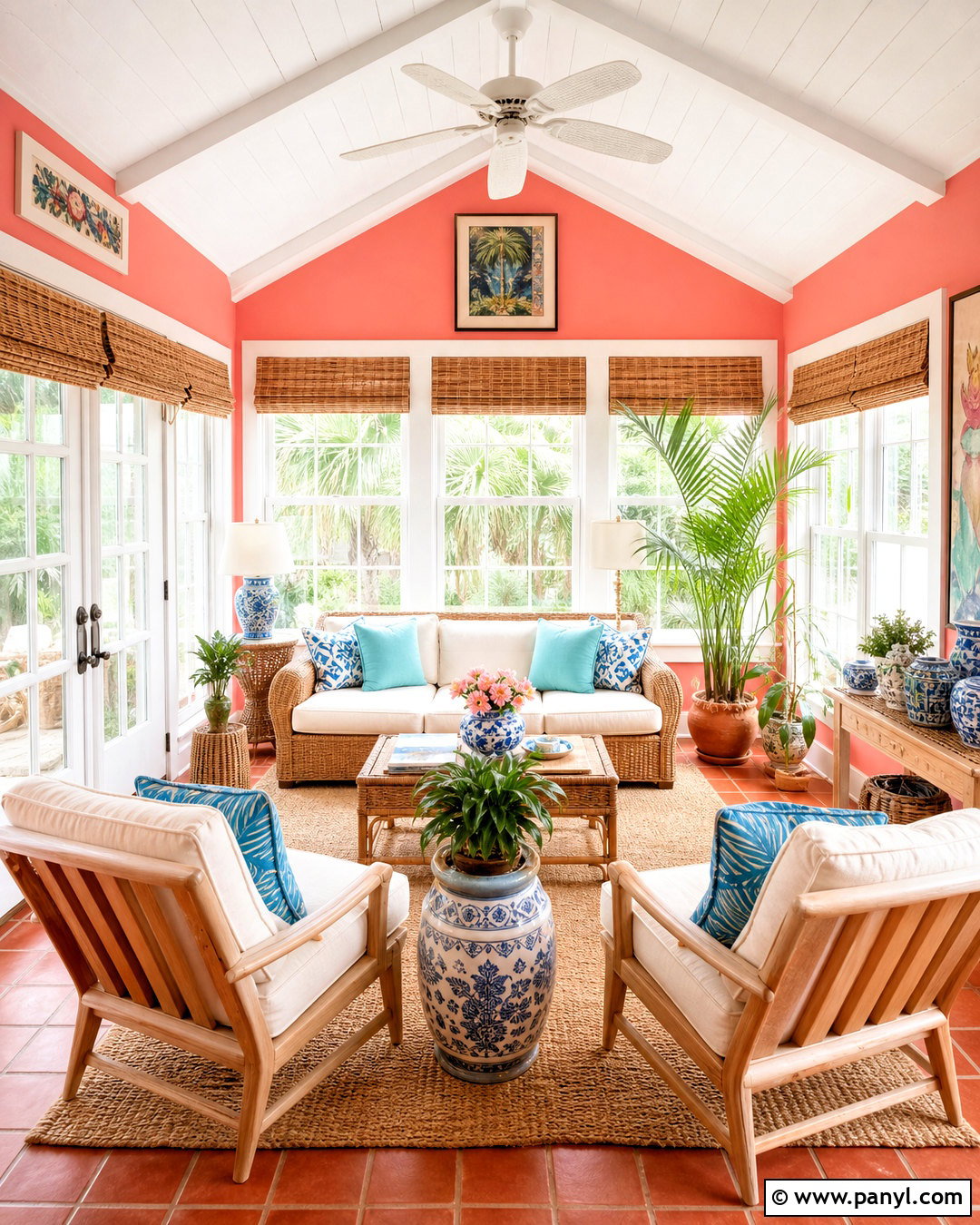 Coral Pink Sunroom - 20 pink room colors