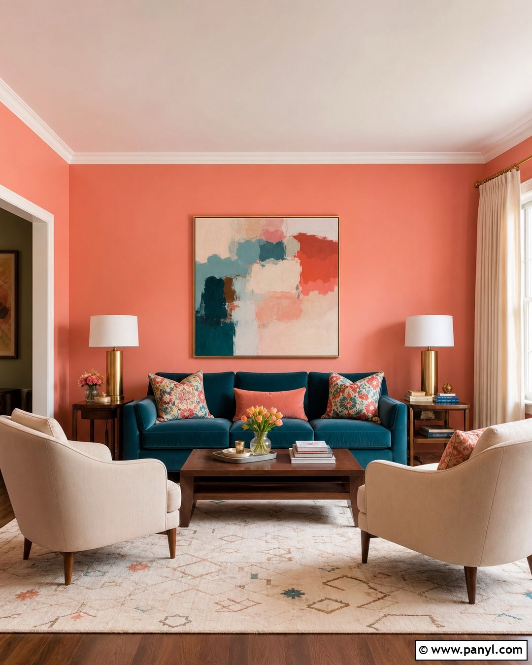 Coral Pink Walls With Teal - 30 pink wall color combination ideas