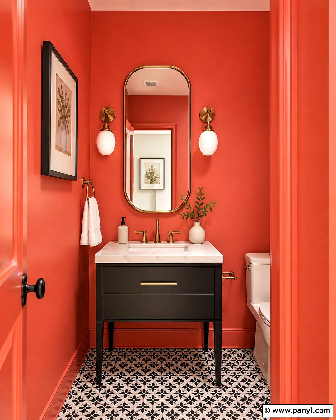 Coral Powder Room - 20 coral bathroom decor ideas