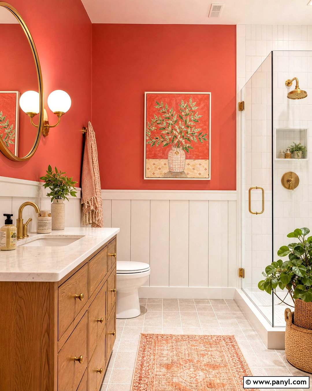 Coral Red Bathroom Walls - 20 red wall painting ideas