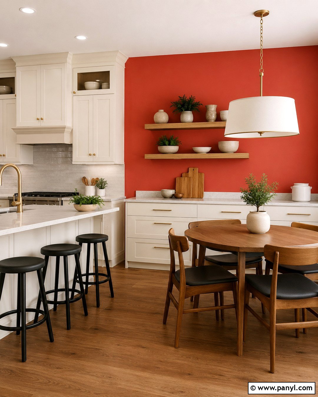 Coral Red Kitchen Wall - 20 Vibrant Red Wall Color Ideas