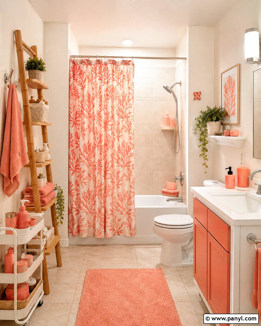 Coral Renter Friendly Bathroom - 20 coral bathroom decor ideas