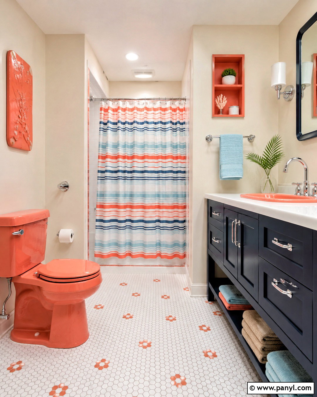 Coral Toilet Bathroom - 35 Toilet Color Ideas