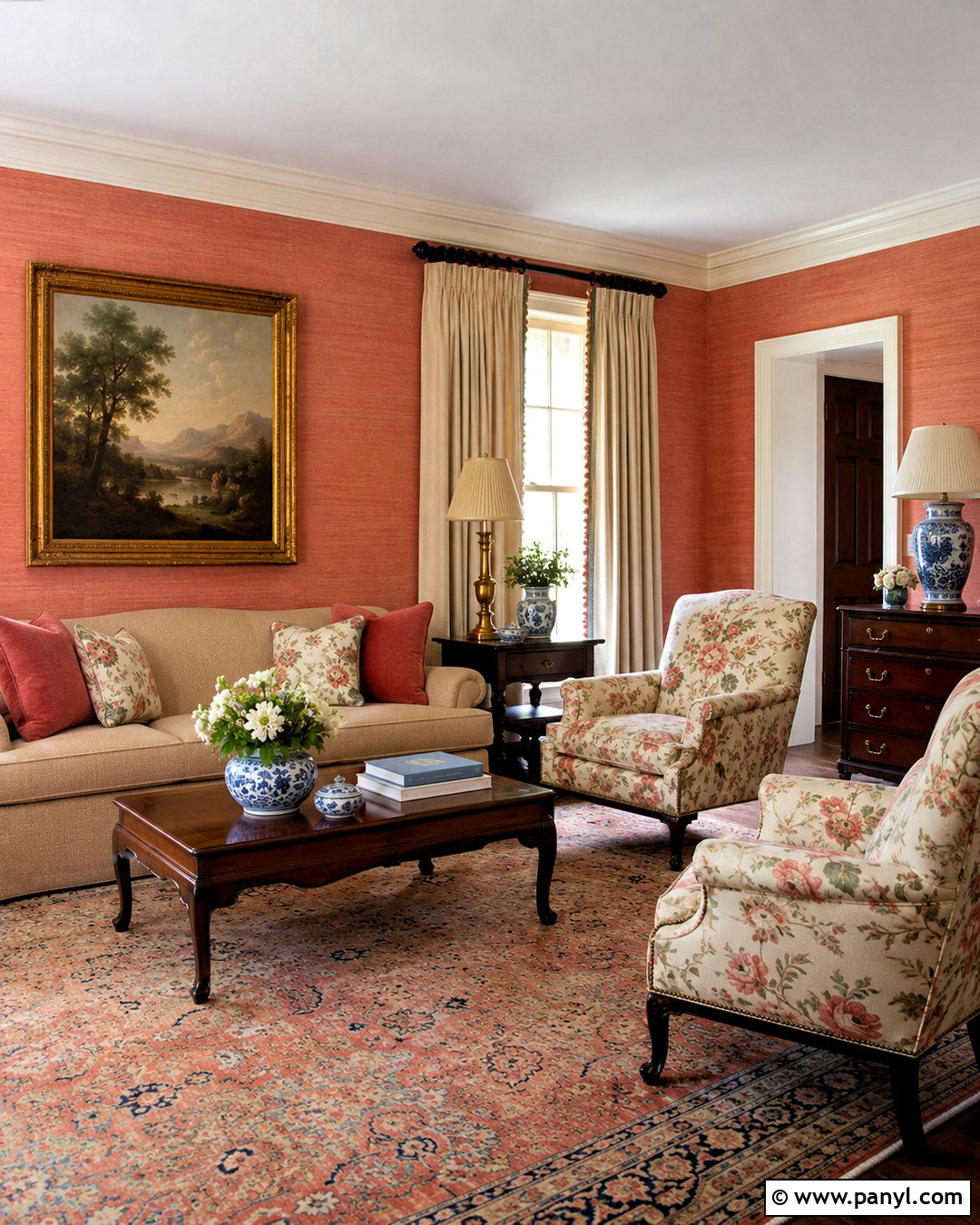 Coral Traditional Sitting Room - 20 coral interior ideas