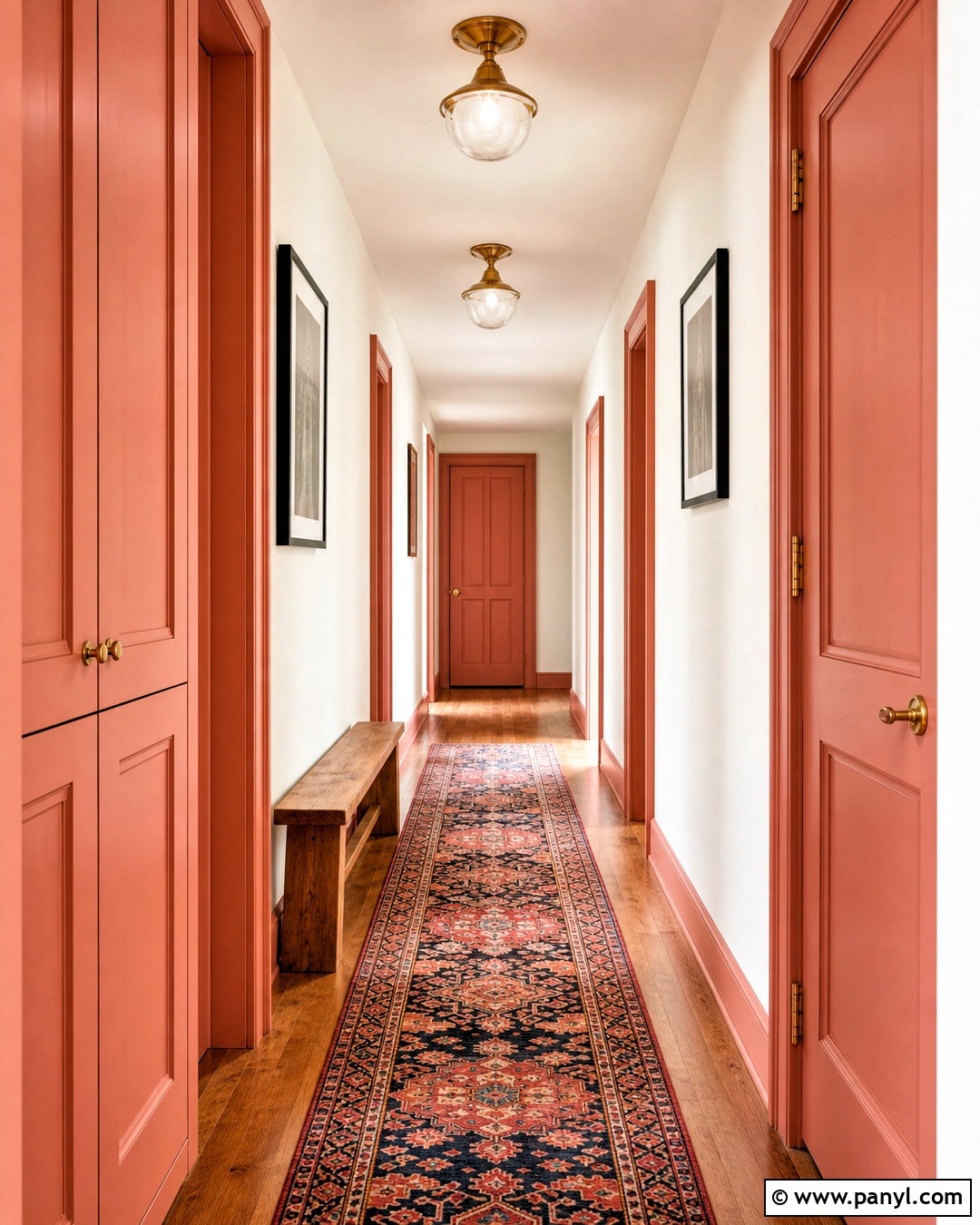 Coral Trim With Warm White Walls - 20 contrasting trim interior ideas
