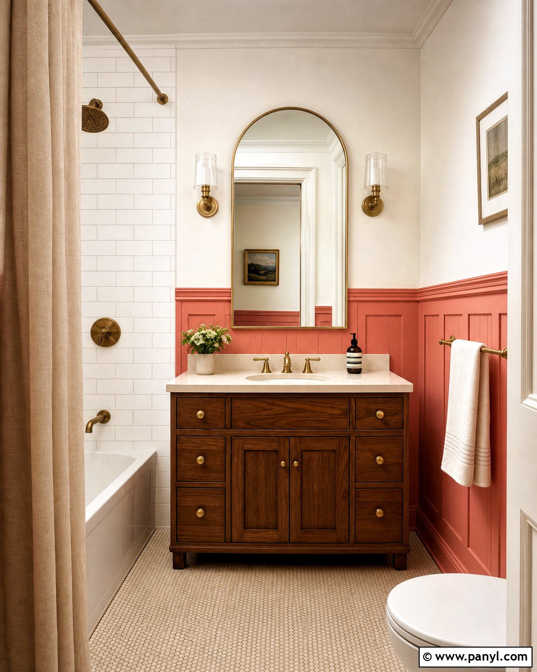 Coral Wainscoting Bathroom - 20 coral bathroom ideas