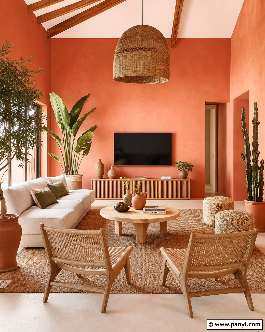 Coral Walls With Natural Wood - 30 coral walls