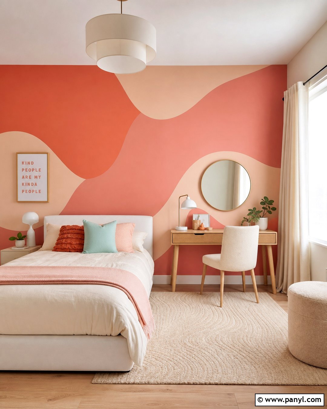 Coral Wavy Accent Wall - 25 Girls Room Paint Ideas Accent Walls