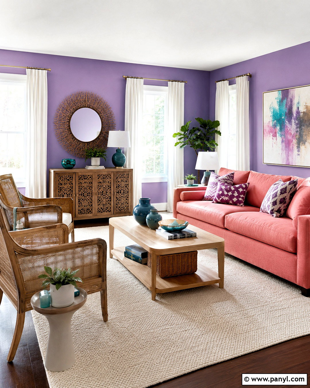 Coral With Purple Walls - 20 colors that go with purple walls